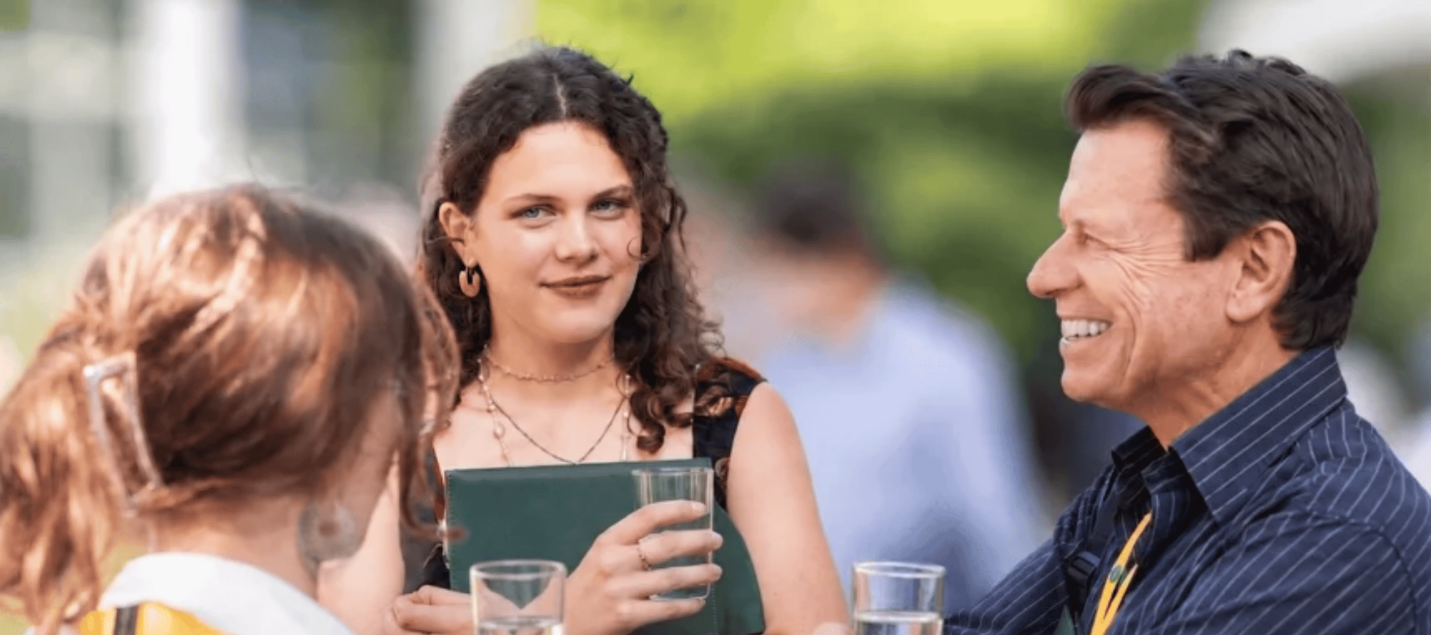 INSEAD Summer School participants talking during the closing reception on the Europe Campus.